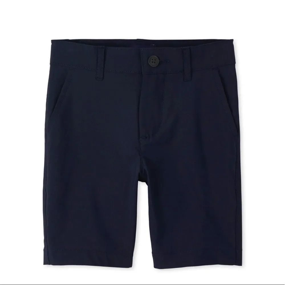 The Children's Place Boys Uniform Quick Dry Chino Shorts New Navy Size 10 Husky